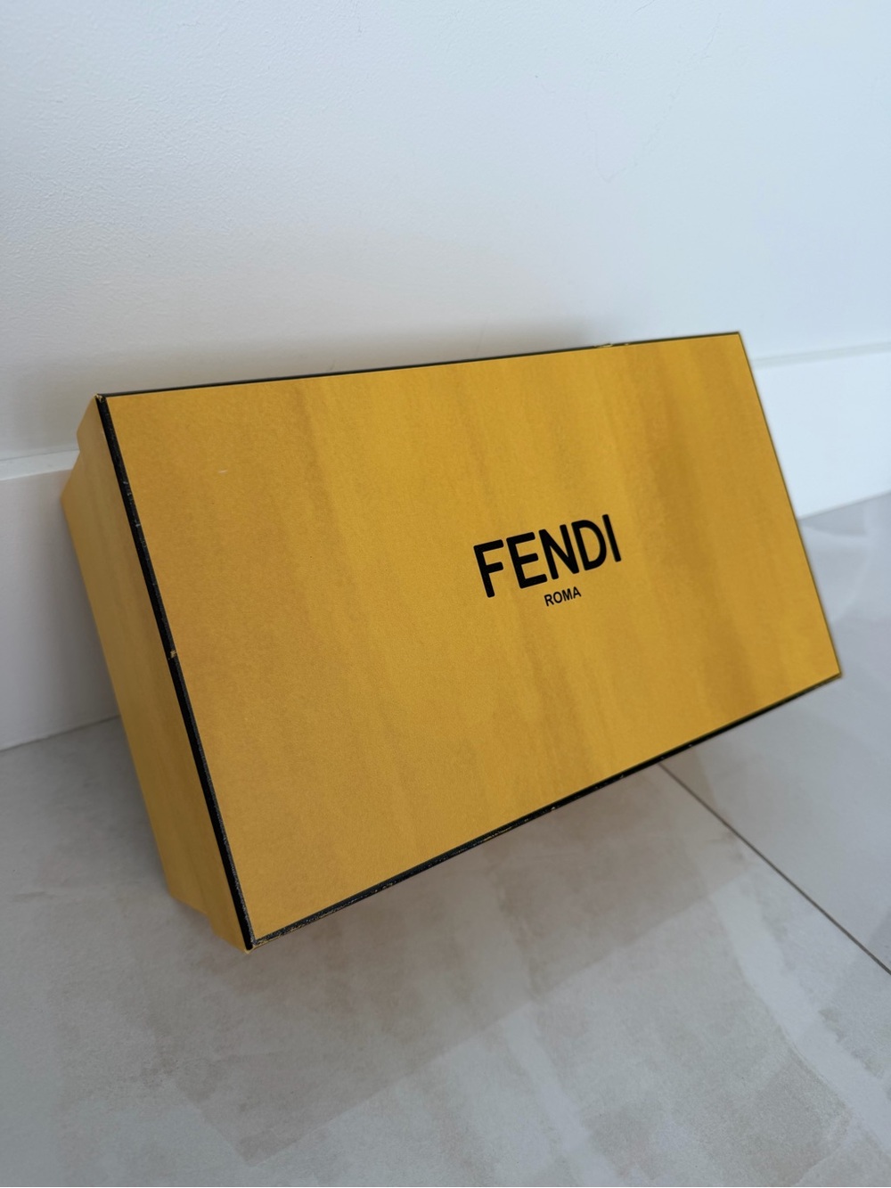 Fendi Roma Shoe Box with Tissue Paper Info Side Card & Care Card & Envelope